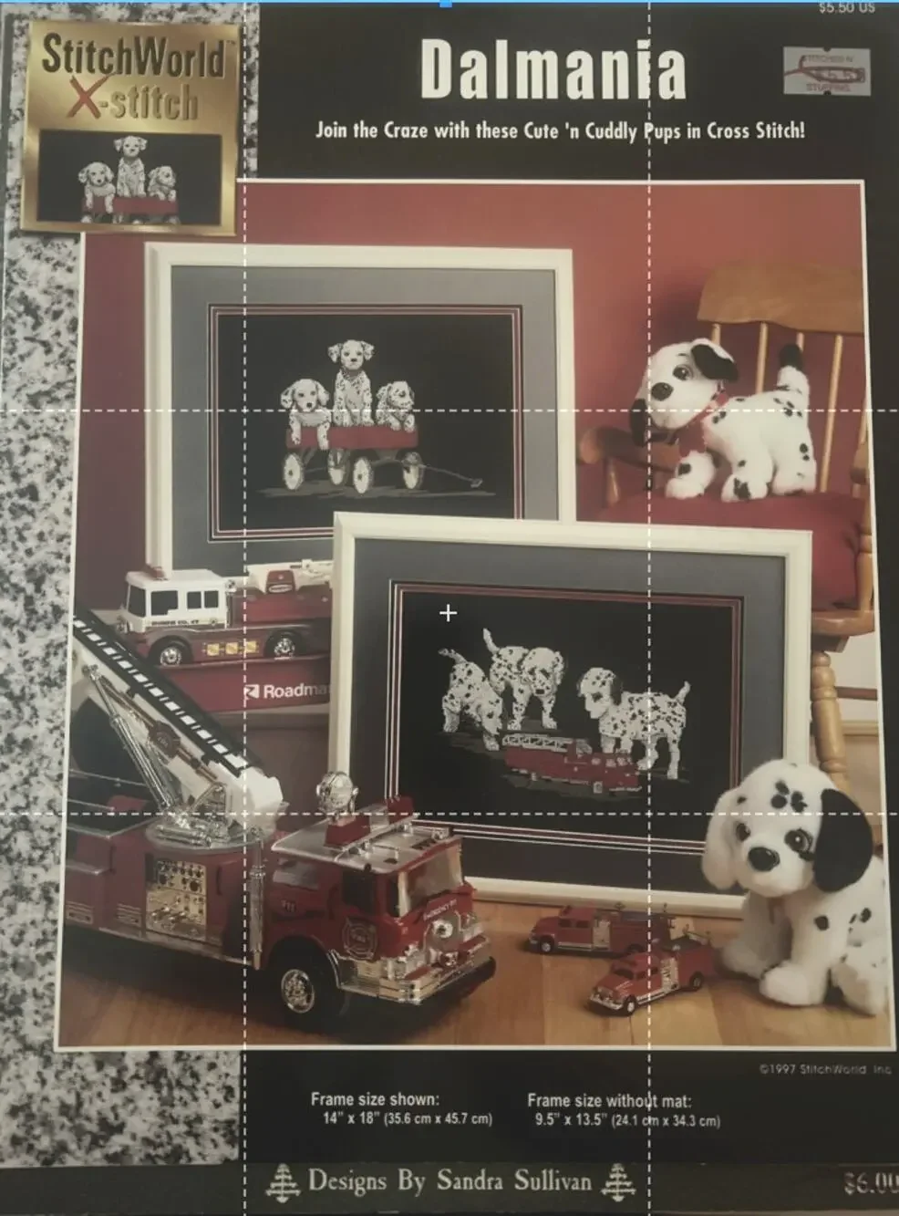 Stitch World Dalmania Dalmatian Dogs Red Wagon Fire Truck Cross Stitch Pattern